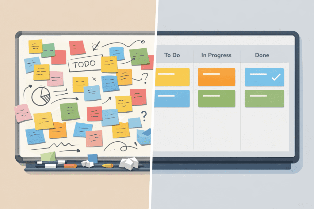  Comparison of manual product planning vs. organised product management software workflow
