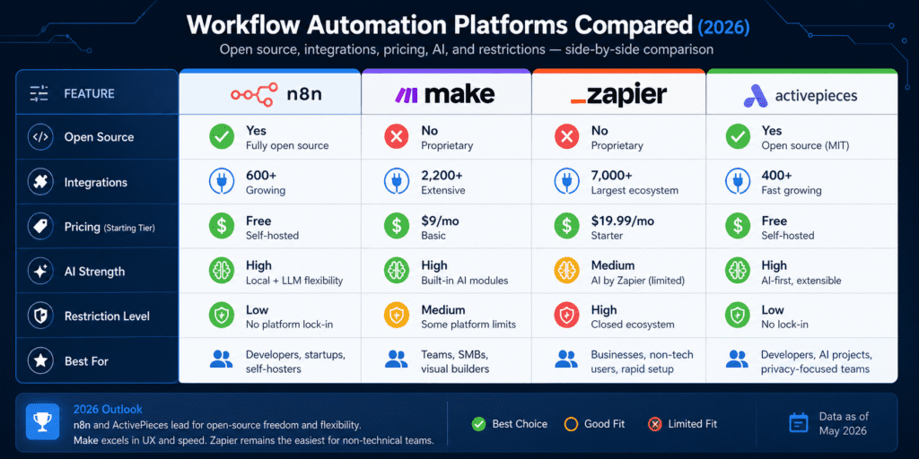 Best AI automation tools comparison 2026