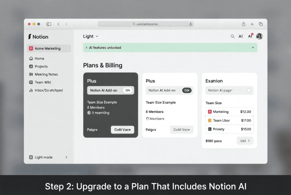 Upgrade to a Plan That Includes Notion AI