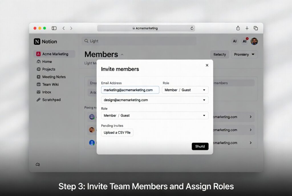 Invite Team Members and Assign Roles