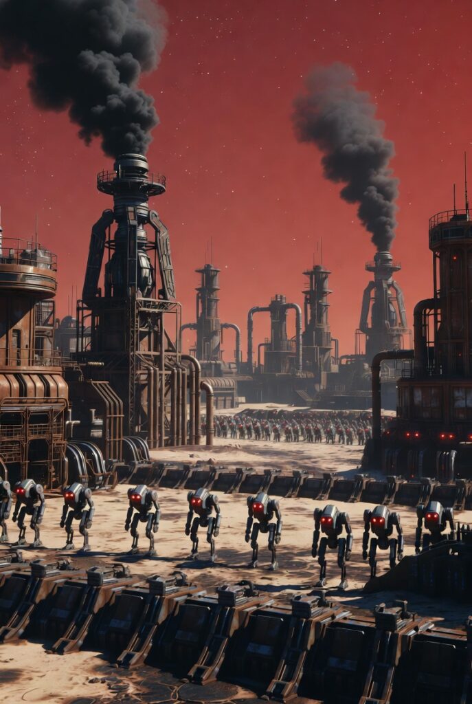 Helldivers 2 automaton homeworld showing robotic enemy forces and industrial alien landscape