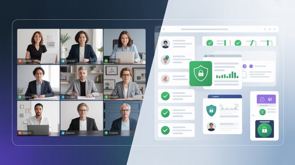 Remote team using async video platforms and compliance tools following remote work security best practices